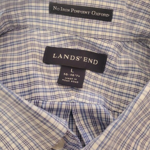 Lands' End 100% Cotton Short Sleeved No Iron Button Down Collar Shirt - Picture 2 of 5